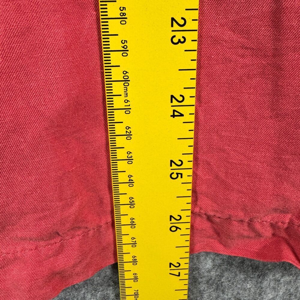 Cremieux Camp Shirt Mens Large Red Pink Loop Collar Silk Linen Short Sleeve - Picture 4 of 11